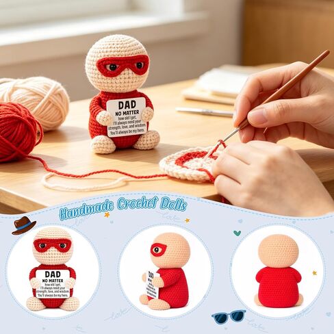 Mini Fathers Day Dad Gifts for Men from Daughter Son Wife Funny Handmade Crochet Hero Birthday Gift for Dads Inspirational Best Dad Ever Gift for Step Dads Father in Law Husband in Saudi Arabia