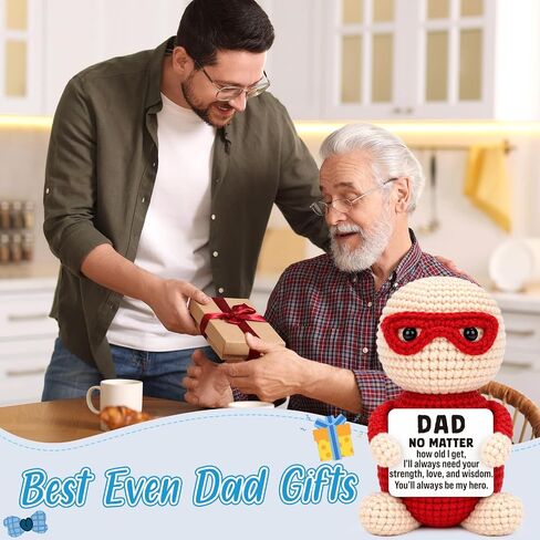 Mini Fathers Day Dad Gifts for Men from Daughter Son Wife Funny Handmade Crochet Hero Birthday Gift for Dads Inspirational Best Dad Ever Gift for Step Dads Father in Law Husband in Saudi Arabia