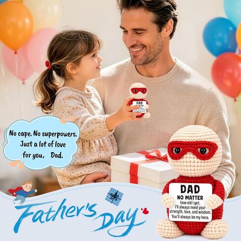 Mini Fathers Day Dad Gifts for Men from Daughter Son Wife Funny Handmade Crochet Hero Birthday Gift for Dads Inspirational Best Dad Ever Gift for Step Dads Father in Law Husband in Saudi Arabia