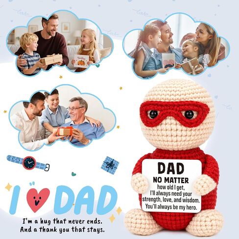 Mini Fathers Day Dad Gifts for Men from Daughter Son Wife Funny Handmade Crochet Hero Birthday Gift for Dads Inspirational Best Dad Ever Gift for Step Dads Father in Law Husband in Saudi Arabia