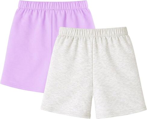 HILEELANG Girls Cotton Shorts 2 Pack, Pull-On Casual Shorts with Pockets for Toddler Little Girls Summer Playwear 2-7Y in Saudi Arabia