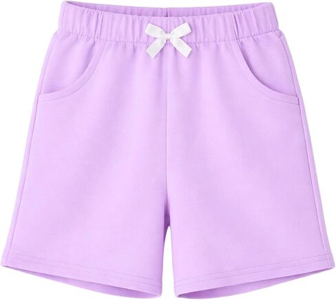 HILEELANG Girls Cotton Shorts 2 Pack, Pull-On Casual Shorts with Pockets for Toddler Little Girls Summer Playwear 2-7Y in Saudi Arabia