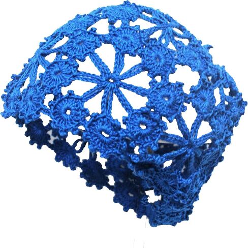 Women Lace Crochet Skull Cap Cutout Floral Beanie Handmade Knitted Hat in Kuwait