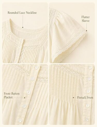 Boho Tops for Women 100% Cotton Lace Babydoll Tops Square Ruffled Flutter Sleeve Button Down Shirts for Summer Vacation in Saudi Arabia