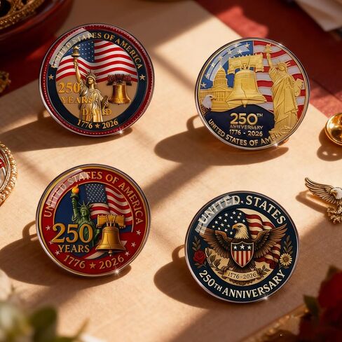 4 Pcs America 250th Anniversary Pins Set, America 250 Lapel Pin, USA 250 Years Birthday Pin Badge Brooch, Patriot Independence Day Gift Jewelry in Saudi Arabia