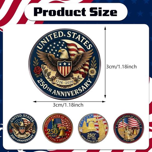 4 Pcs America 250th Anniversary Pins Set, America 250 Lapel Pin, USA 250 Years Birthday Pin Badge Brooch, Patriot Independence Day Gift Jewelry in Saudi Arabia