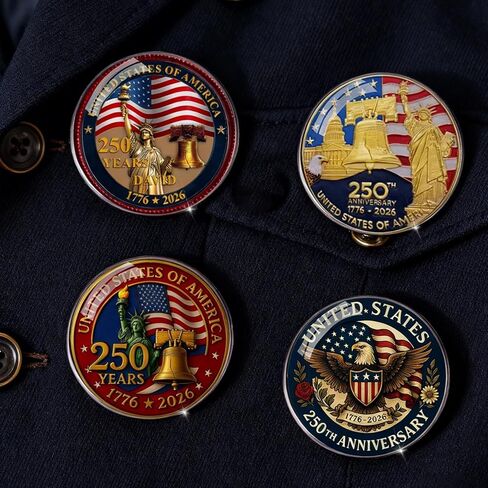 4 Pcs America 250th Anniversary Pins Set, America 250 Lapel Pin, USA 250 Years Birthday Pin Badge Brooch, Patriot Independence Day Gift Jewelry in Saudi Arabia