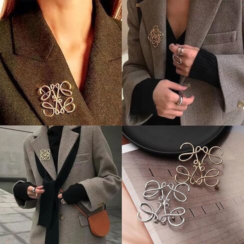 دبوس بروش ذهبي، إكسسوار معدني أنيق للنساء للحفلات ومعطف ووشاح وحقيبة تزيين بروش بتصميم متشابك ذهبي in Kuwait