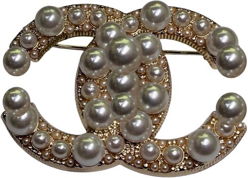 Luxury Pearl Brooch for Women, Gold-Plated Curved Design Pin with Faux Pearls, Vintage Style Lapel Pin for Coat, Dress, Scarf, Wedding Jewelry Idea in Kuwait