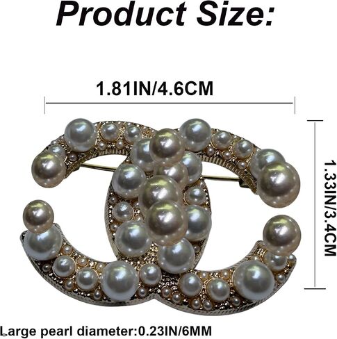Luxury Pearl Brooch for Women, Gold-Plated Curved Design Pin with Faux Pearls, Vintage Style Lapel Pin for Coat, Dress, Scarf, Wedding Jewelry Idea in Kuwait