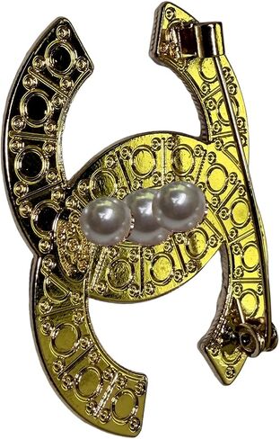 Luxury Pearl Brooch for Women, Gold-Plated Curved Design Pin with Faux Pearls, Vintage Style Lapel Pin for Coat, Dress, Scarf, Wedding Jewelry Idea in Kuwait