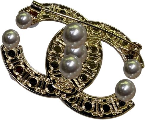 Luxury Pearl Brooch for Women, Gold-Plated Curved Design Pin with Faux Pearls, Vintage Style Lapel Pin for Coat, Dress, Scarf, Wedding Jewelry Idea in Kuwait