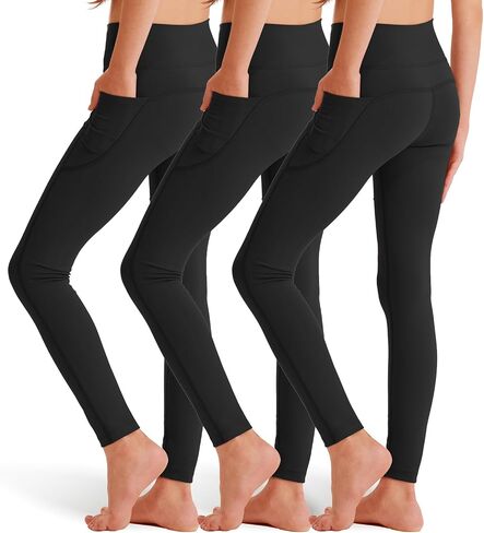 3 Pack Girls' Leggings with Pockets, Ankle Length Athletic Yoga Pants for Kids Clothes in Saudi Arabia