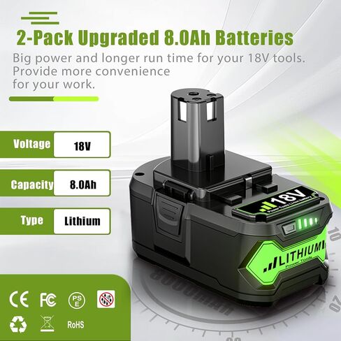 TURPOW 2Pack 7.0Ah Replacement for Ryobi 18V Lithium Battery Compatible with Ryobi 18 Volt ONE+ Plus P107 P108 P102 P103 P104 P105 P109 P122 Cordless Tools in Kuwait