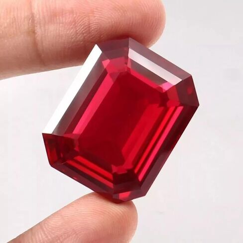 50.30 Ct Burmese Certified Natural Red Ruby Flawless Emerald Cut Loose Gemstone in Kuwait