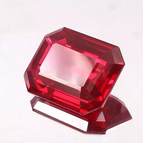 50.30 Ct Burmese Certified Natural Red Ruby Flawless Emerald Cut Loose Gemstone in Kuwait