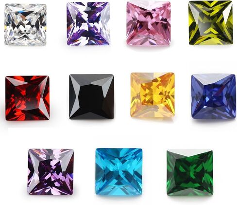 Cubic Zirconia Stones Square Princess Cut CZ Loose Gemstones 2x2-12x12mm Various White Red Green Purple Color Zircon for Jewelry DIY in Saudi Arabia