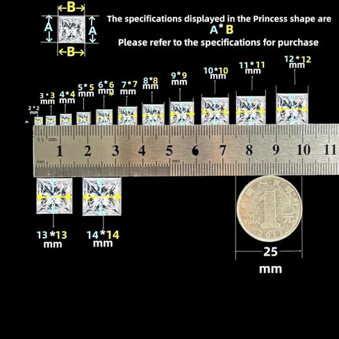 Cubic Zirconia Stones Square Princess Cut CZ Loose Gemstones 2x2-12x12mm Various White Red Green Purple Color Zircon for Jewelry DIY in Saudi Arabia