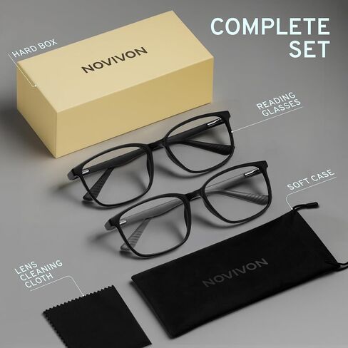NOVIVON Active‑Fit Reading Glasses for Men - Blue Light & UV Protective Readers with Bonus Case & Cloth in Kuwait