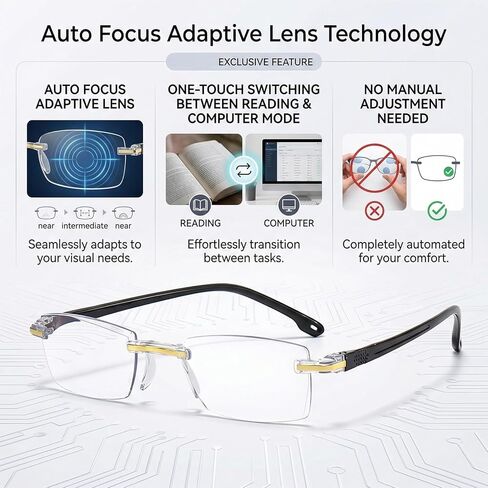 2026 Upgraded Vision Auto Adjusting Eye Glasses For Women/Men For Near And Far,Smart Hd Intelligent Dual Focus Glasses in Kuwait