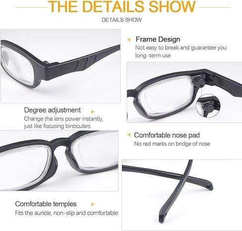 Flex Focal Adjustable Focus Reading Glasses 0D to 350D Diopters Readers Glasses Anti Blue Light Multi Point Permeabl in Kuwait
