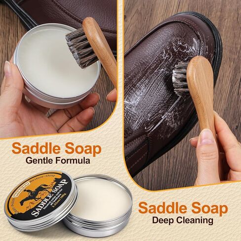 Nuroon Leather Boots Care Kit-3.52oz Saddle Soap+3.52oz Mink Oil for Leather Shoes Cleaning and Leather Purse Shoes Polishing in Kuwait