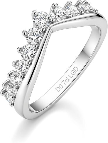 IMOLOVE Lab Grown Diamond Wedding Bands for Women，0.7 Carat V Shaped Eternity Rings in 18K White Gold Plated Sterling Silver Size 4-11 in Kuwait