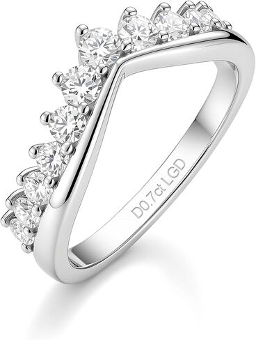IMOLOVE Lab Grown Diamond Wedding Bands for Women，0.7 Carat V Shaped Eternity Rings in 18K White Gold Plated Sterling Silver Size 4-11 in Kuwait