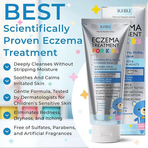Eczema Cream for Kids | Eczema Cream with Colloidal Oatmeal | Kids Skin Care for Dry, Itchy, Red & Irritated Skin with Soothing Hydration | Steroid Free Sensitive Skin Moisturizer 6.14 fl oz in Kuwait
