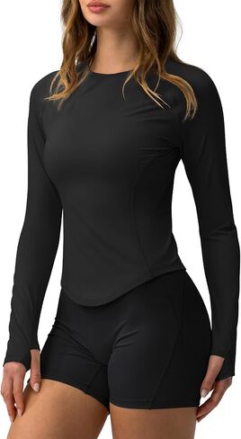 GYM RAINBOW Women's UPF 50+ Long Sleeve Sun Shirt Cooling Crop Slim Fit UV Protection Workout Tops Rash Guard SPF Shirts in Saudi Arabia