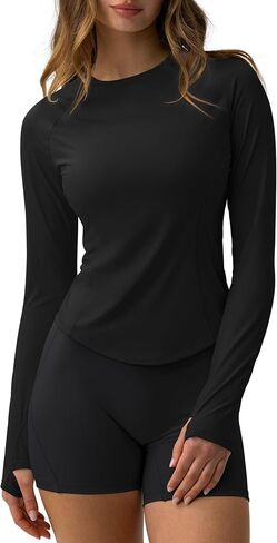 GYM RAINBOW Women's UPF 50+ Long Sleeve Sun Shirt Cooling Crop Slim Fit UV Protection Workout Tops Rash Guard SPF Shirts in Saudi Arabia