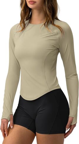 GYM RAINBOW Women's UPF 50+ Long Sleeve Sun Shirt Cooling Crop Slim Fit UV Protection Workout Tops Rash Guard SPF Shirts in Saudi Arabia