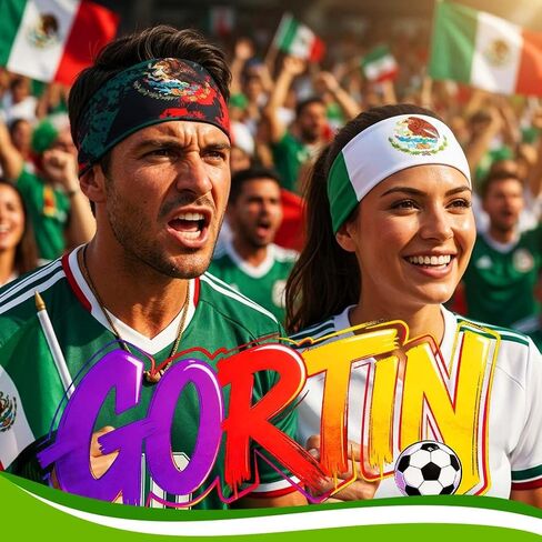 عصابة رأس رياضية لكرة القدم من Gortin، عصابة رأس علم المكسيك، عصابة رأس مرنة للتمرين، عصابات رأس للجري للنساء والرجال، عبوة من قطعتين in Kuwait