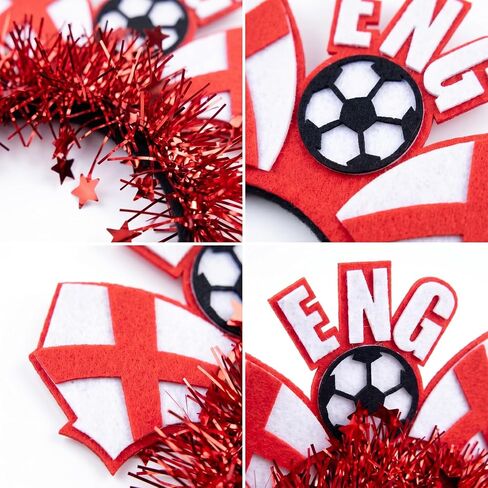 England Soccer Fan Headbands for Women Red and White Flag Tinsel Hairband ENG Football Team Spirit Accessories for Adults National Team Pride Gear Stadium Viewing Party 1Pcs in Saudi Arabia
