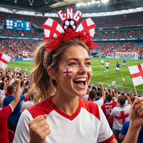 England Soccer Fan Headbands for Women Red and White Flag Tinsel Hairband ENG Football Team Spirit Accessories for Adults National Team Pride Gear Stadium Viewing Party 1Pcs in Saudi Arabia