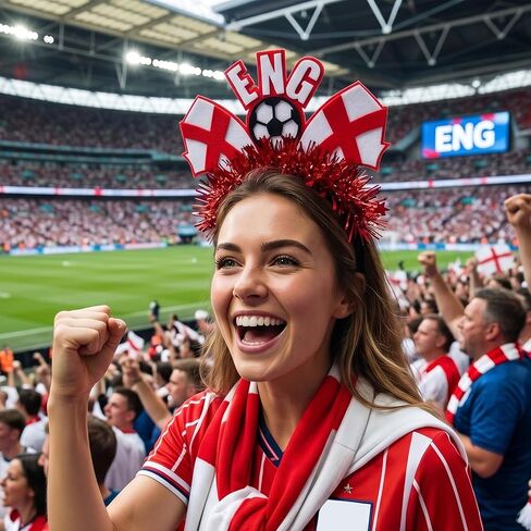 England Soccer Fan Headbands for Women Red and White Flag Tinsel Hairband ENG Football Team Spirit Accessories for Adults National Team Pride Gear Stadium Viewing Party 1Pcs in Saudi Arabia