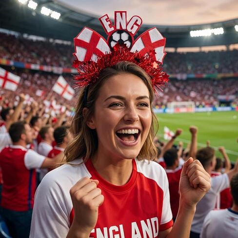 England Soccer Fan Headbands for Women Red and White Flag Tinsel Hairband ENG Football Team Spirit Accessories for Adults National Team Pride Gear Stadium Viewing Party 1Pcs in Saudi Arabia