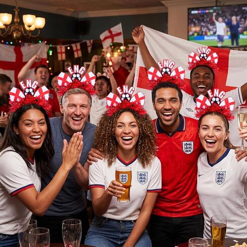 England Soccer Fan Headbands for Women Red and White Flag Tinsel Hairband ENG Football Team Spirit Accessories for Adults National Team Pride Gear Stadium Viewing Party 1Pcs in Saudi Arabia