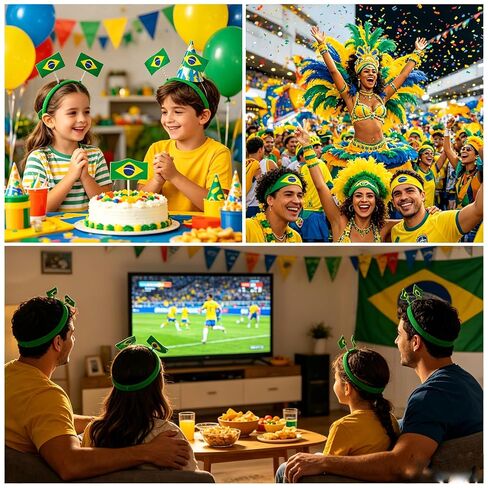 2 pcs Women's Headbands -，Brazil Flag Headbands Football Fan Soccer Sports Events Hairbands,for International Sports Tournaments,Football Party Supplies， Game Day, Sporting Events (Brazil) in Saudi Arabia