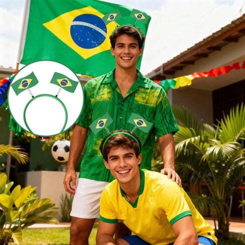 2 pcs Women's Headbands -，Brazil Flag Headbands Football Fan Soccer Sports Events Hairbands,for International Sports Tournaments,Football Party Supplies， Game Day, Sporting Events (Brazil) in Saudi Arabia
