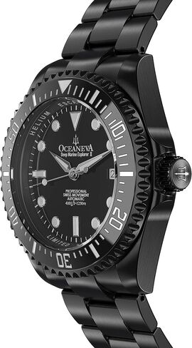 ساعة Oceaneva™ للرجال Deep Marine Explorer II 1250M Pro Diver بمينا أسود وأسود IP - صناعة سويسرية Sellita SW200-1 حركة أوتوماتيكية وسوار من الفولاذ المقاوم للصدأ in Kuwait