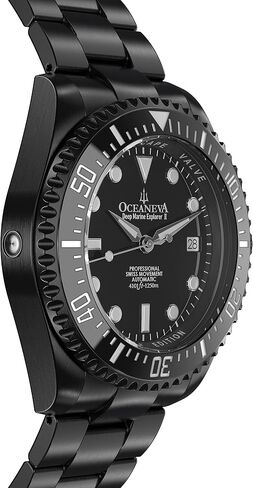 ساعة Oceaneva™ للرجال Deep Marine Explorer II 1250M Pro Diver بمينا أسود وأسود IP - صناعة سويسرية Sellita SW200-1 حركة أوتوماتيكية وسوار من الفولاذ المقاوم للصدأ in Kuwait
