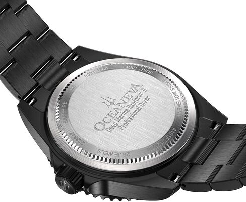 ساعة Oceaneva™ للرجال Deep Marine Explorer II 1250M Pro Diver بمينا أسود وأسود IP - صناعة سويسرية Sellita SW200-1 حركة أوتوماتيكية وسوار من الفولاذ المقاوم للصدأ in Kuwait
