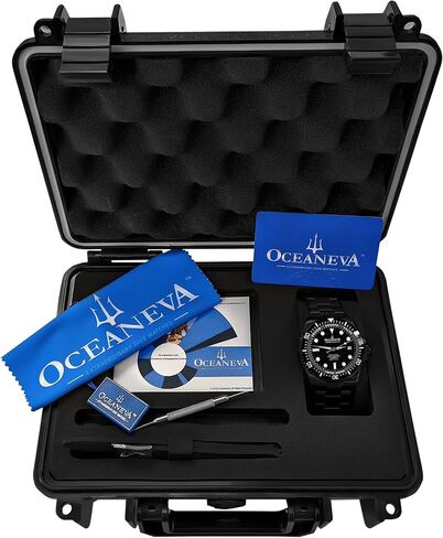 ساعة Oceaneva™ للرجال Deep Marine Explorer II 1250M Pro Diver بمينا أسود وأسود IP - صناعة سويسرية Sellita SW200-1 حركة أوتوماتيكية وسوار من الفولاذ المقاوم للصدأ in Kuwait