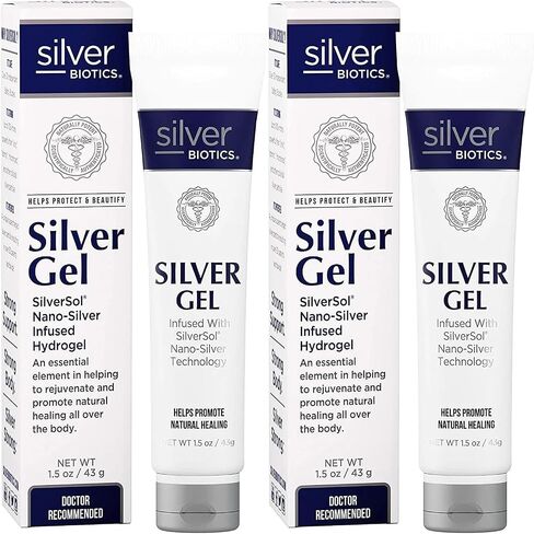 American Biotech Labs Silver Biotics Colloidal Silver Gel NanoSilver 20 PPM Soothing Skin Gel | Versatile 1.5 oz for Skin Comfort and Wellness (Pack of 2) in Saudi Arabia