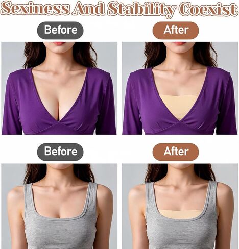 3 Pcs Cleavage Cover up for Low Neckline, Modesty Panel Cleavage Cover Anti Peep Invisible Modesty Inserts for Low Cut Dresses - Black, White, Skin Tone in Kuwait