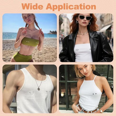4 Pairs Silicone Nipple Covers with 6 Pairs Diamond Fake Piercing Rings, Self Adhesive Invisible Pasties, Reusable Waterproof Fake Nipple for Beach Pool Party Daily Summer Outfit Multicolor in Saudi Arabia