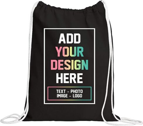 Custom Drawstring Bags, 100% Cotton Backpacks, Personalized Logo or Photo, Reusable Gym Sack for Men Women Youth Sport Bag, 17x20 or 14x18 Inch in Kuwait