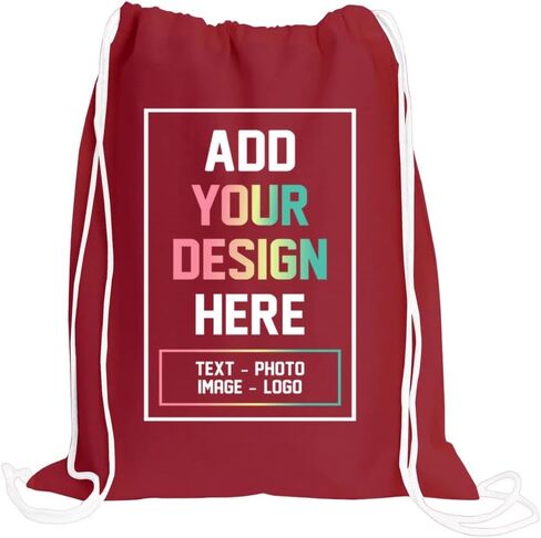 Custom Drawstring Bags, 100% Cotton Backpacks, Personalized Logo or Photo, Reusable Gym Sack for Men Women Youth Sport Bag, 17x20 or 14x18 Inch in Kuwait