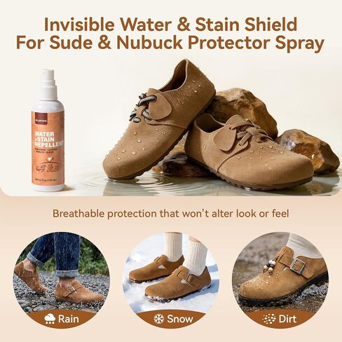 Suede Shoe Cleaner Kit for Sneakers, 5-in-1 Foam Shoe Cleaner and Spray Protector with Shoe Brush, Eraser & Towel, Effective for Suede Shoes, Birkenstock, Nubuck, Bags, Jackets, Hat, Couch in Saudi Arabia